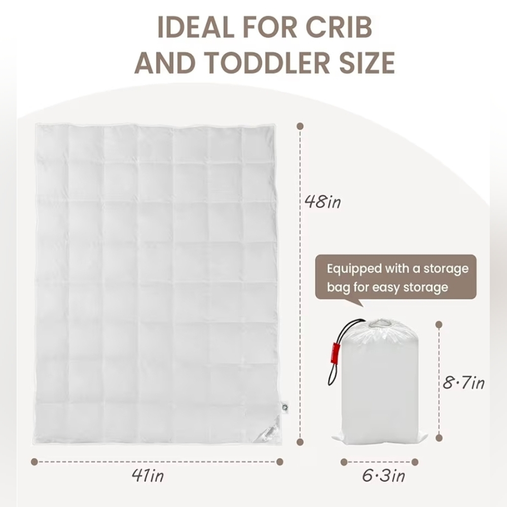 NIB Goose Down 750+ FP Crib Comforter Duvet Organic Cotton Toddler Size 41 X 48 - Picture 2 of 8